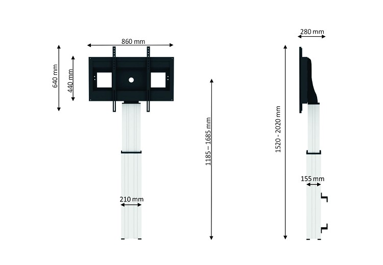 Neomounts by Newstar PLASMA-W2500Silver - motorisierte Wandhalterung - 42-100 Zoll - VESA 800x600mm - bis 150kg - Silber