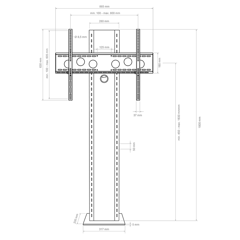 Hagor Info Tower Wall - für Ihren Digital Signage Display - stabiles System mit Boden-Wandhalterung- ein Eyecatcher für jeden Raum