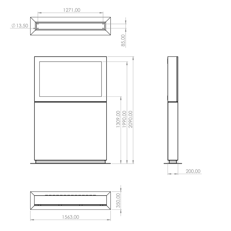 Samsung OM55N-S - Digitale Outdoor Stele Landscape - 55 Zoll - 4000 cd/m² - 24/7 - Heizung und Kühlung - Vandalismusschutz