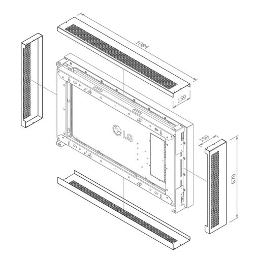 Hagor Cover-Set WH LG 49XE4F - verwendbar mit Hagor Outdoor-Halterung WH LG 49XE4F und Outdoordisplay LG 49XE4F - 5872