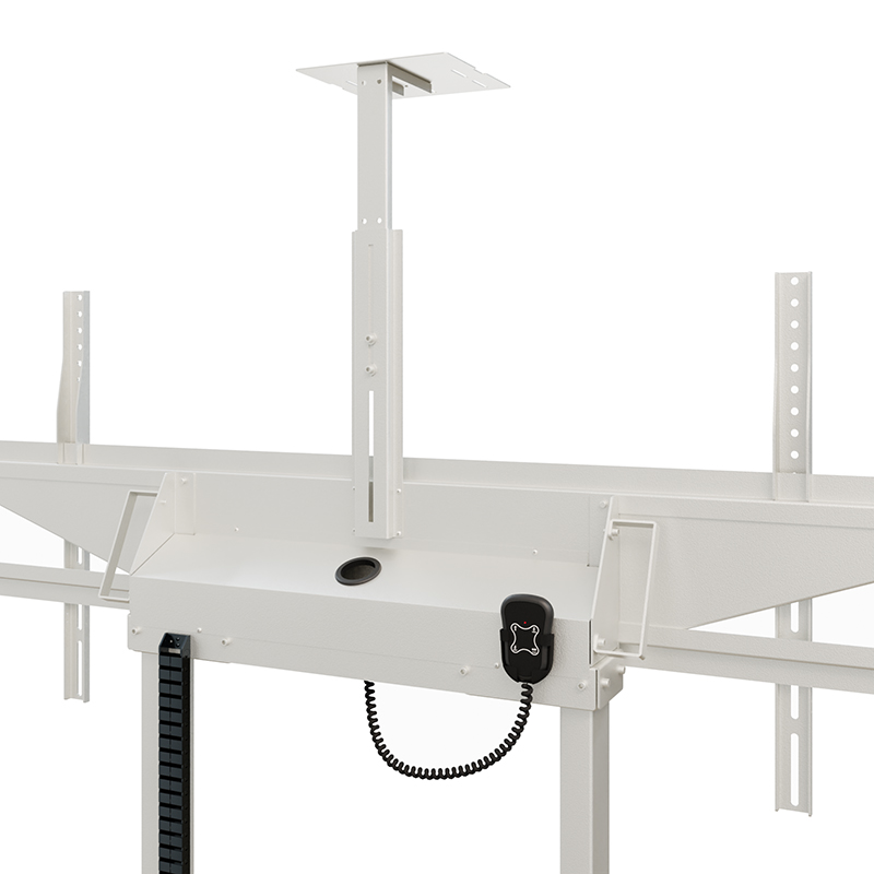 Hagor HP Twin Lift M-DW - mobiles, elektrisch höhenverstellbares Liftsystem für zwei Displays 'side-by-side' - 2x 46-65 Zoll - VESA 600x400mm -  bis 60kg pro Display - Weiss