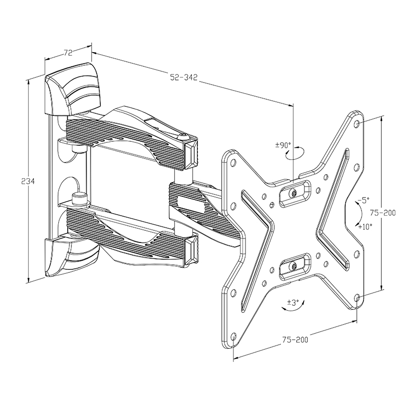 Hagor BL Full Motion 200-III Abmessungen