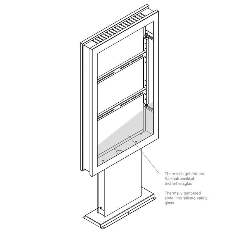 Hagor vis-it HP 50 Zoll Bolt-Down - Indoorstele - 49 - 50 Zoll - Portrait - Sicherheitsglas - Verschraubbar