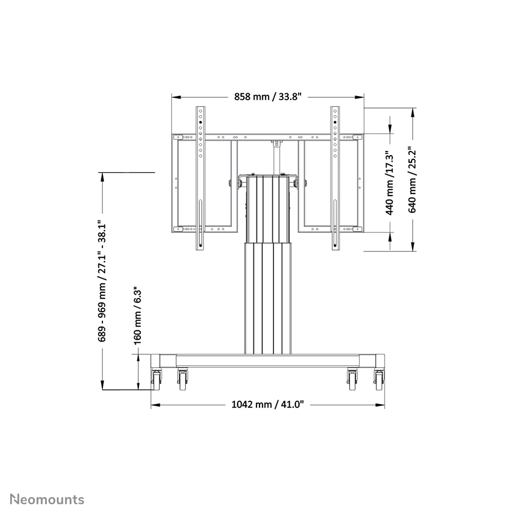 Neomounts PLASMA-M2550TSILVER - motorisierter Rollwagen - 42-85 Zoll - VESA 800x600mm - bis 150 kg - Silber