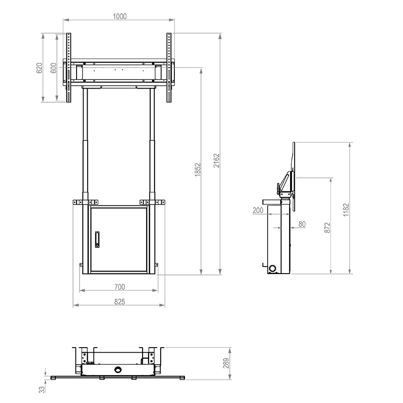 Hagor HP Twin Lift FW-W - elektrisch höhenverstellbares Liftsystem zur Boden-Wand Montage - 55-86 Zoll - VESA 900x600mm -  bis 120kg - Weiss