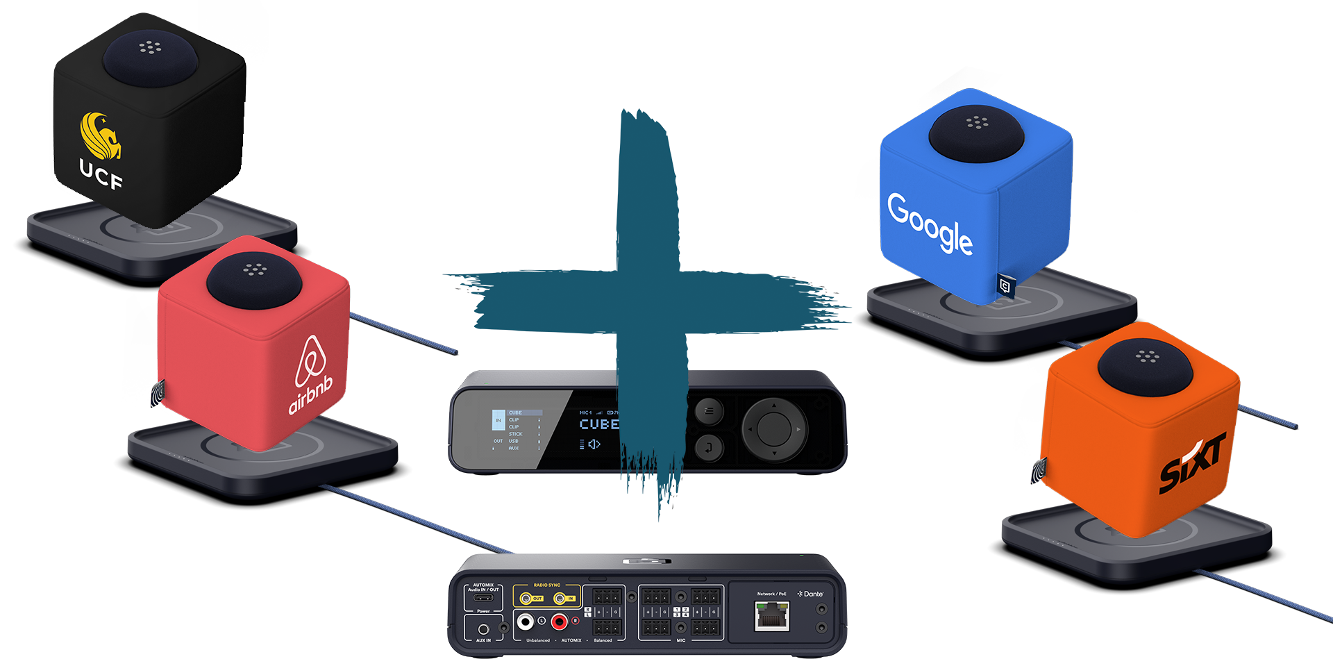 Catchbox Plus - System - 4 Channel - Networking + Dante - 4 x Cube (Wurfmikro) - 4 x drahtlose Ladestation Cube - Customized - Version 2024