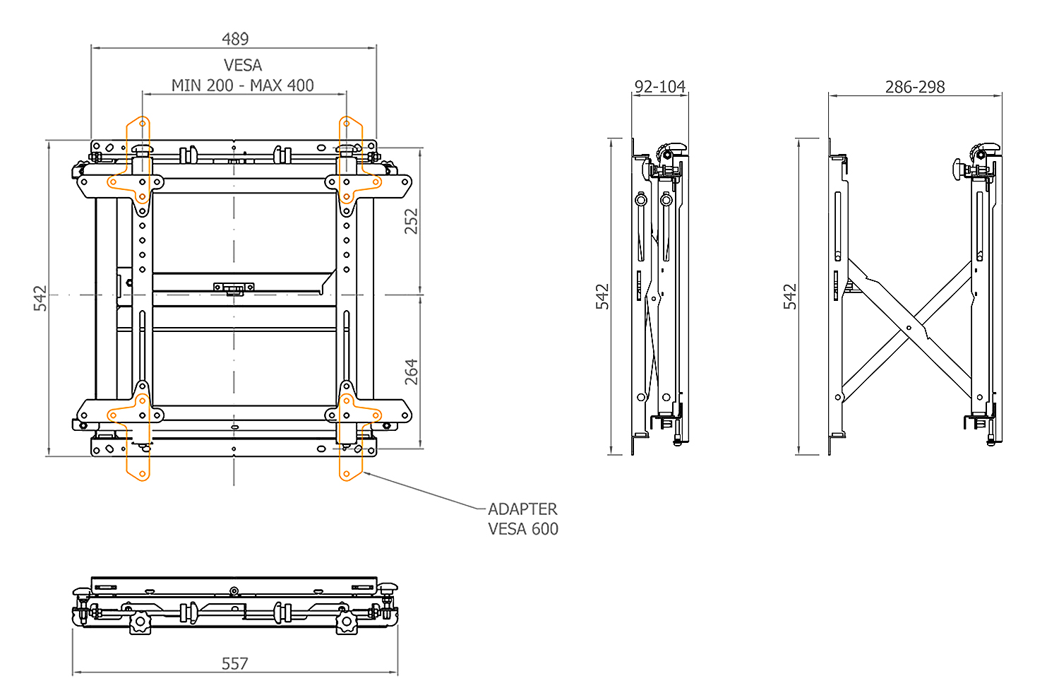 Hagor VWH-1 Videowall-Halterung - Zeichnung