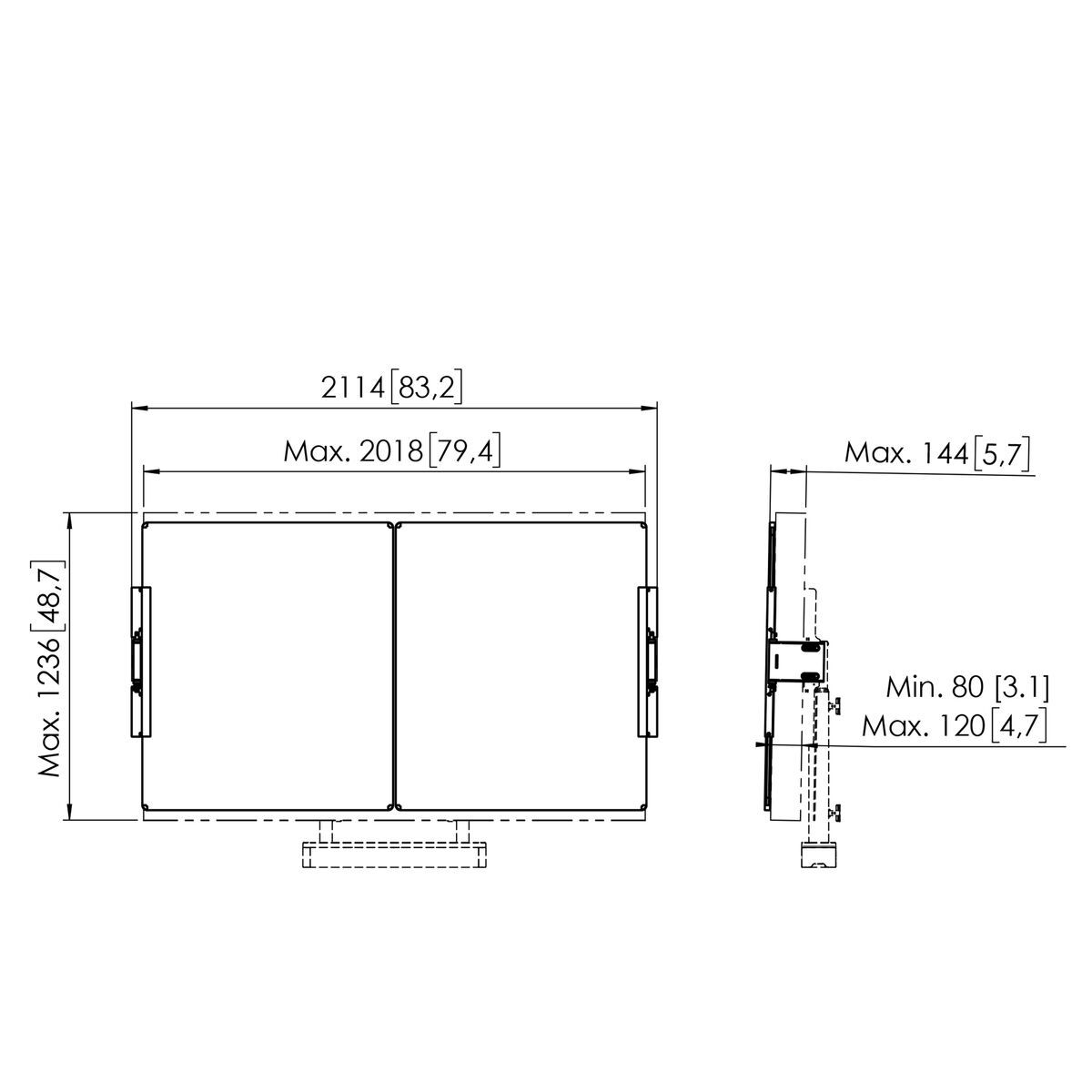 VOGELS RISE A218 - Whiteboard-Set 86 Zoll für motorisierte RISE Boden-Wandhalterung