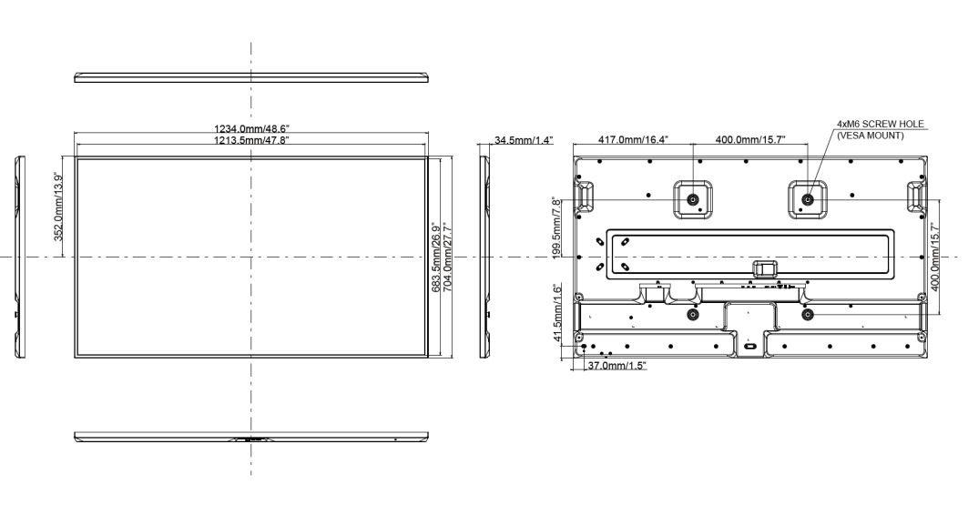 Das ProLite LH5070UHB-B1 ist mit dem VESA-Montage-Standard 400 x 400 mm konform.