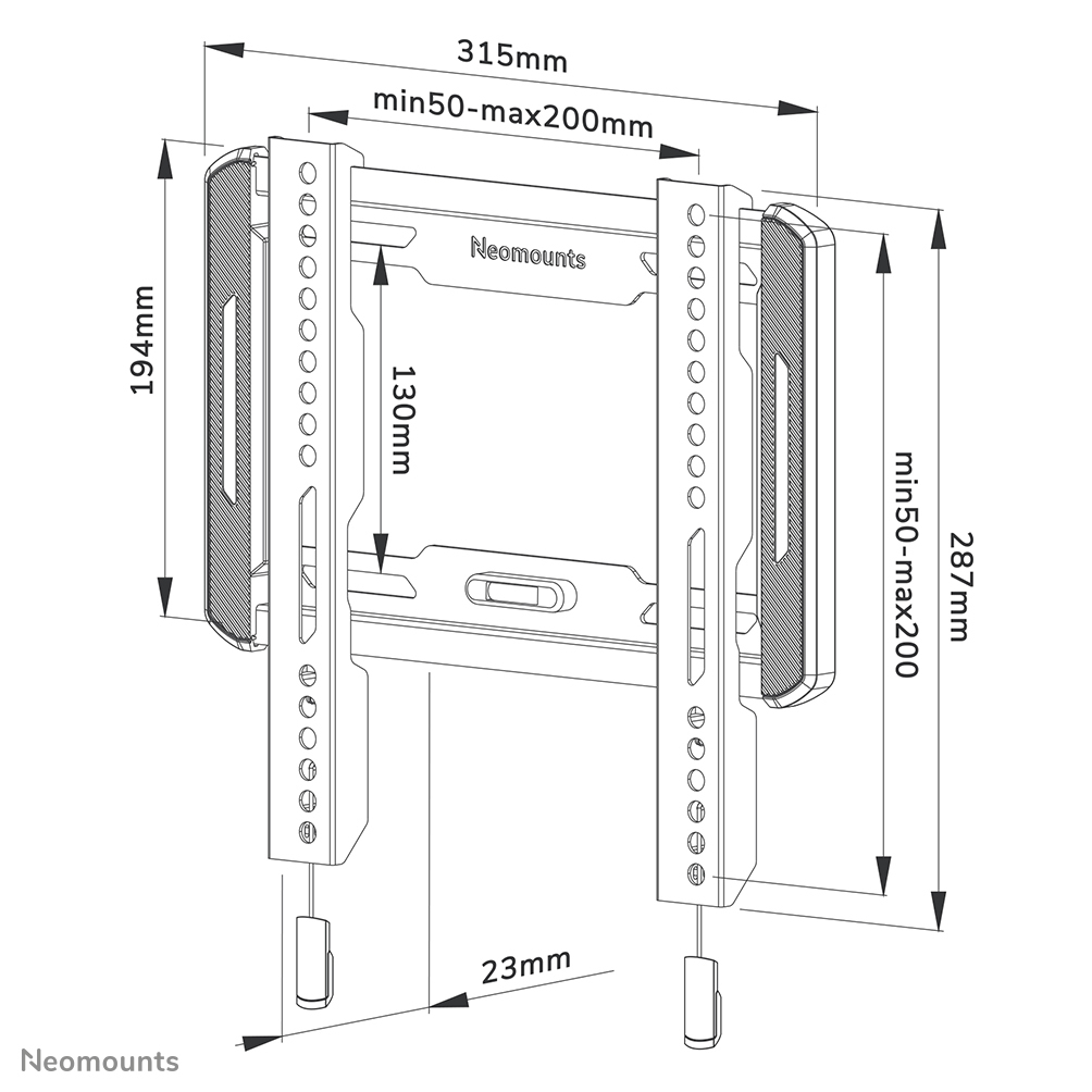 Neomounts WL30-550BL12 - fixe Wandhalterung - 24-55 Zoll - VESA 200x200mm - bis 45 kg - Schwarz