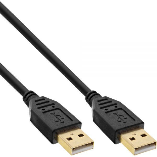 InLine USB 2.0 Kabel A an A - Kontakte gold - schwarz 1,0m