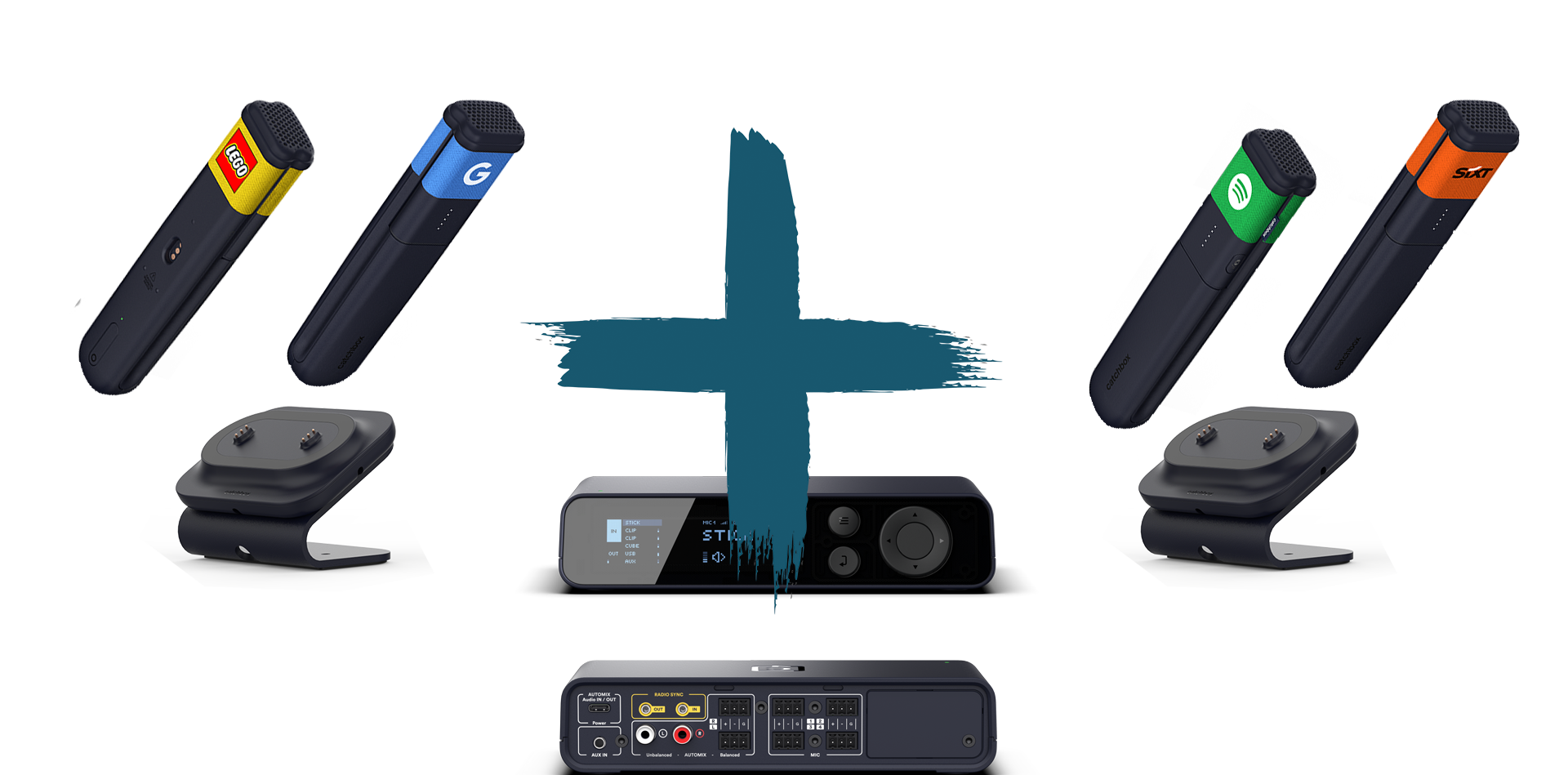 Catchbox Plus - System - 4 Channel - 4 x Stick (Handmikro) - 2 x drahtlose Dual-Ladestation Stick - Customized - Version 2024