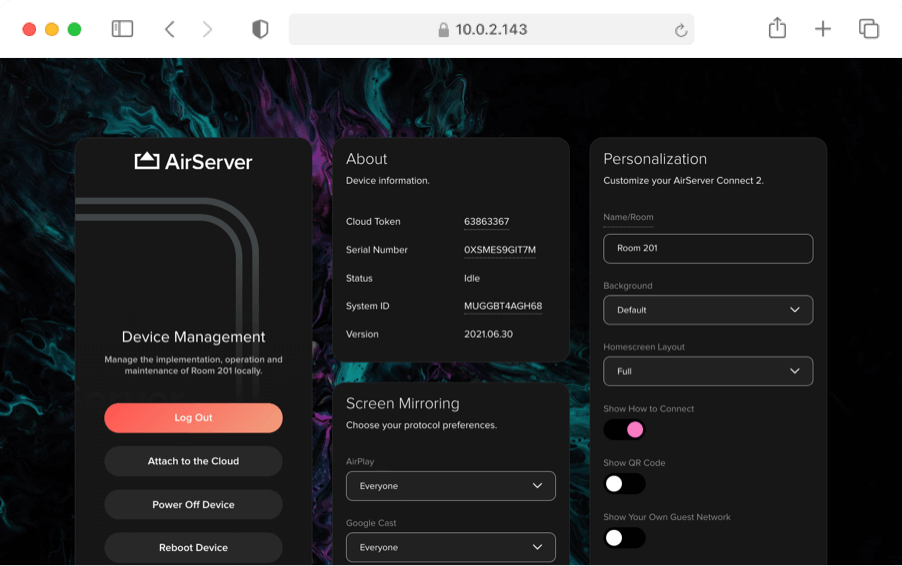 Legamaster Airserver Connect 2 mit Cloud-Management auf Wunsch alle Geräte online von zentraler Stelle aus verwalten