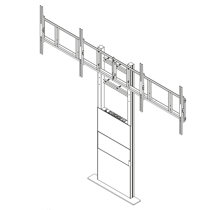 Hagor Pro-Tower Wall Dual - Standsystem zur Boden-Wandmontage - 2x 55-65 Zoll - Side-by-Side 55kg - VESA 600x400mm - Schwarz