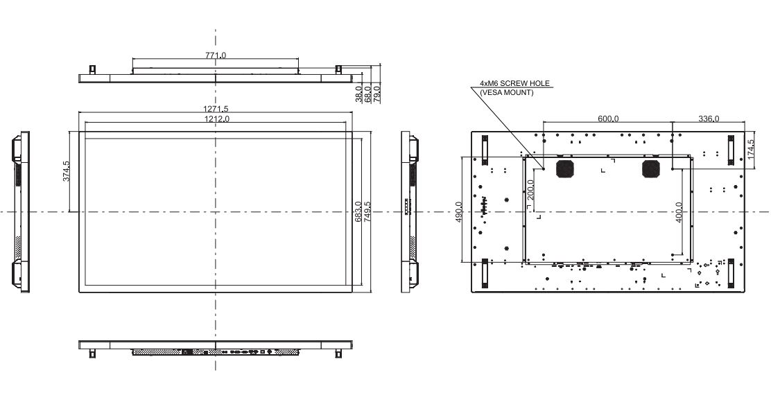 Das ProLite TF5539UHSC-B1AG ist mit dem VESA-Montage-Standard 600 x 400 mm konform.