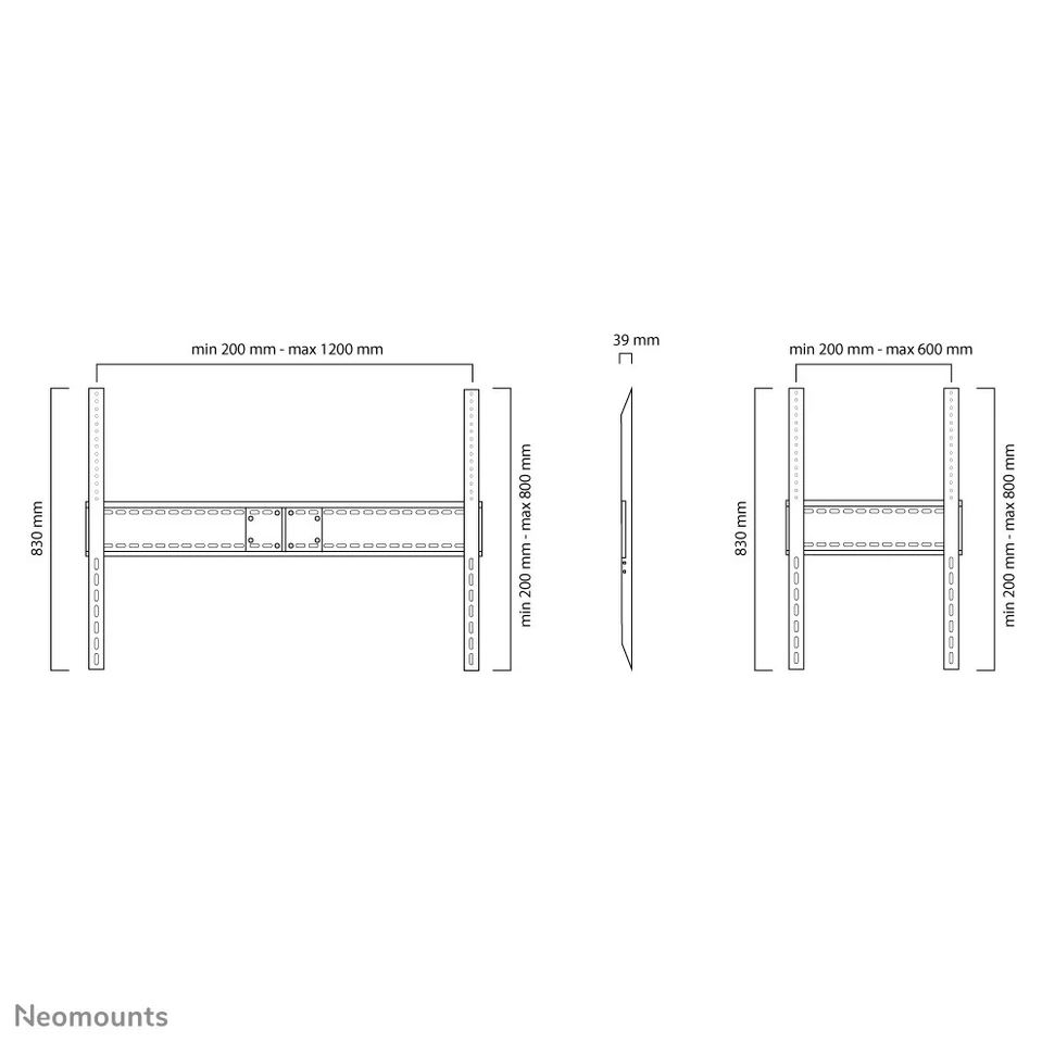 Neomounts LFD-W1500 - fixe Wandhalterung - 60-100 Zoll - VESA 1200x800mm - bis 150 kg - Schwarz