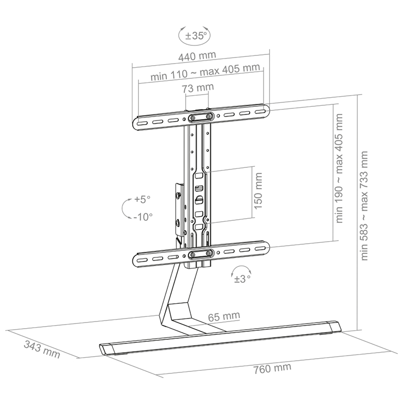 Hagor HA Tablestand - Tischstandfuß für Displays von 40 - 55 Zoll - VESA bis max. 400x400 mm - max. 40 kg - Anthrazit