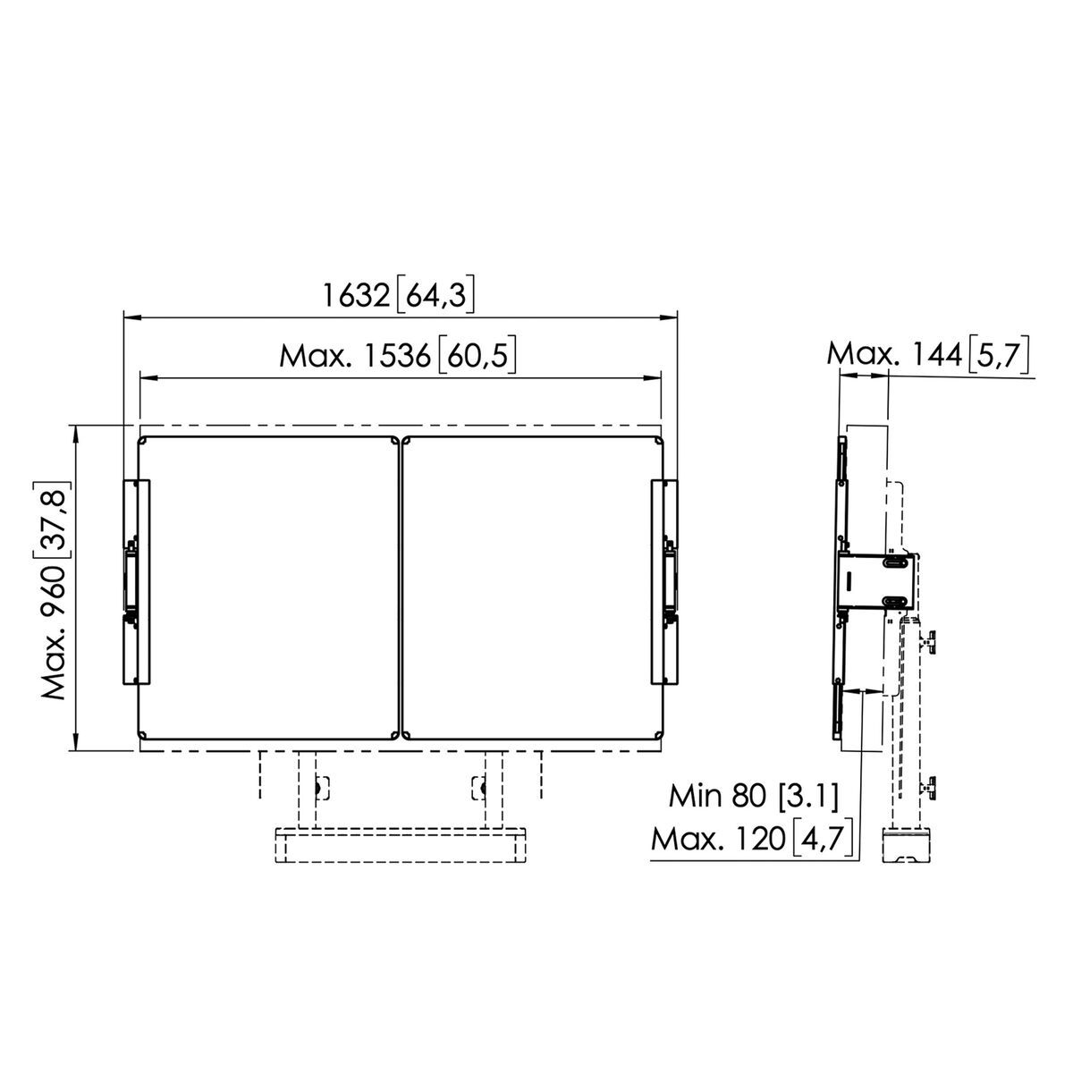 VOGELS RISE A216 - Whiteboard-Set 65 Zoll für motorisierte RISE Boden-Wandhalterung