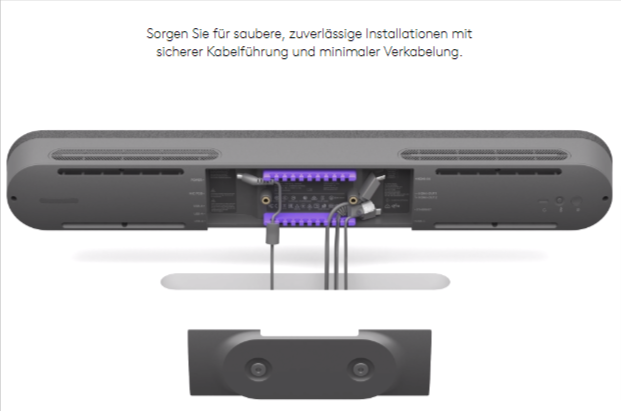 Logitech Rally Bar Mini mit integriertem Kabelmanagement