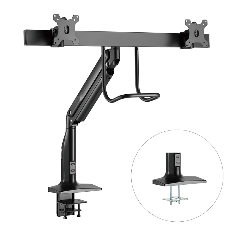 Hagor HA Gasliftarm Dual - vollbewegliche Tischhalterung für 2 Displays - 17-43 Zoll - VESA 100x100 mm - bis 10kg - Schwarz