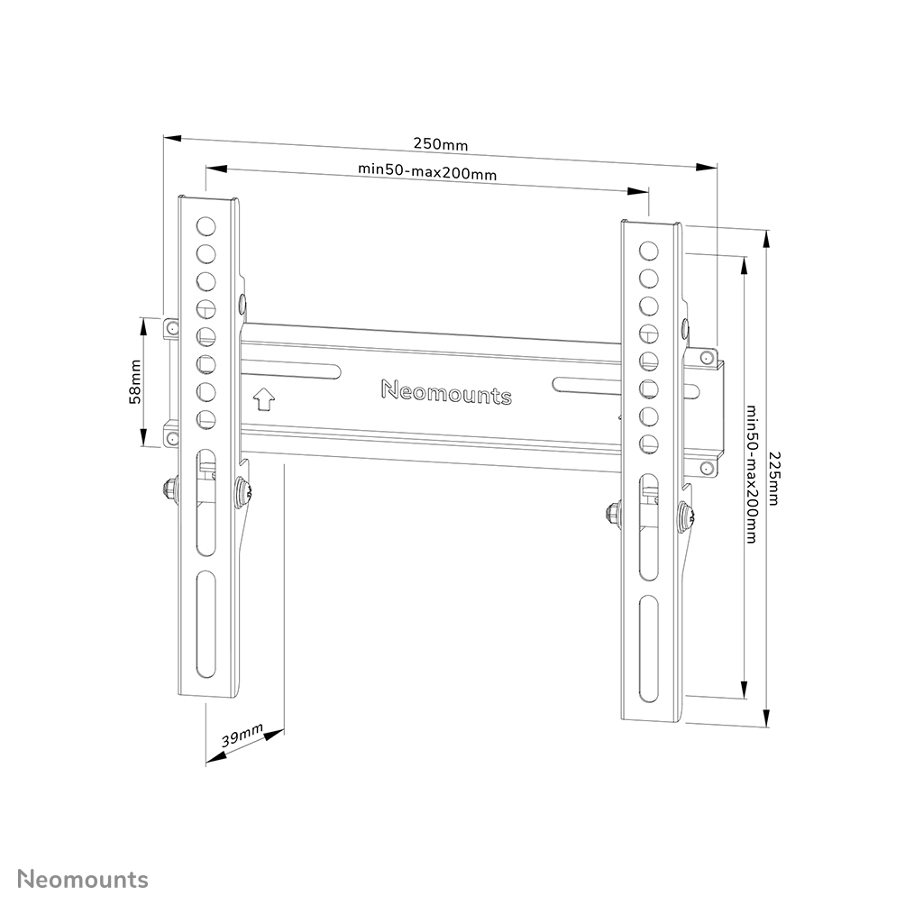 Neomounts WL30-350BL12 - fixe Wandhalterung - 24-55 Zoll - VESA 200x200mm - bis 30 kg - Schwarz