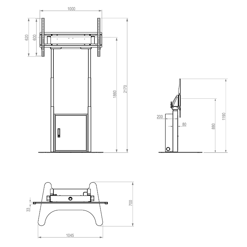 Hagor HP Twin Lift FS-W - freistehendes, elektrisch höhenverstellbares Liftsystem - 55-86 Zoll - VESA 900x600mm -  bis 120kg - Weiss